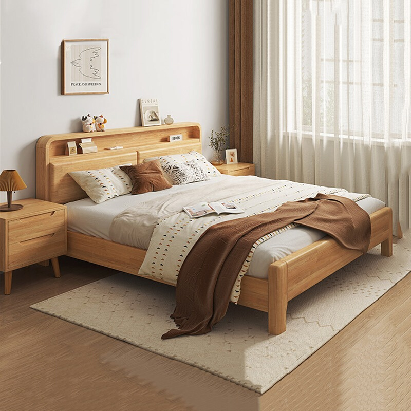 北欧纯实木床约双人主卧大床18米卧室储物箱体15米单人床