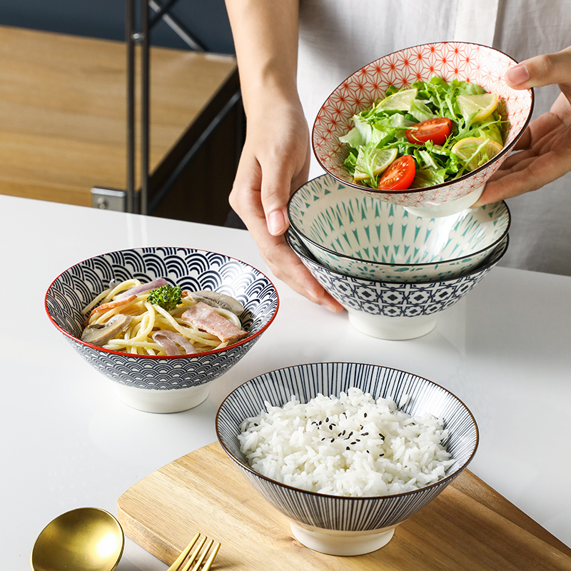 釉下彩5.5英寸斗笠碗家用日式陶瓷米饭碗创意小碗网红餐具甜品碗