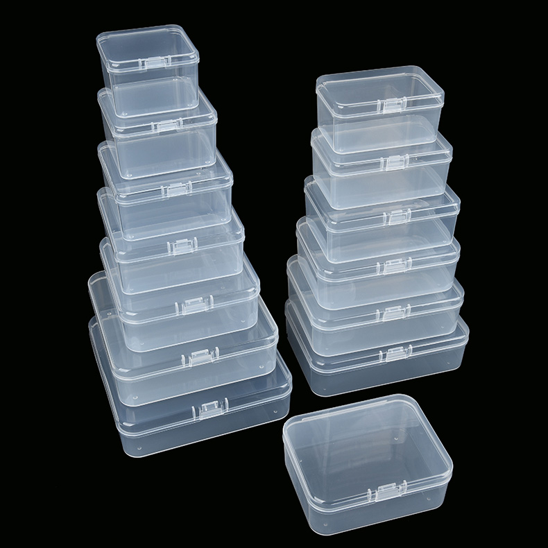 透明PP塑料盒加高方形带盖收纳盒元件配件包装盒五金零件盒多尺寸