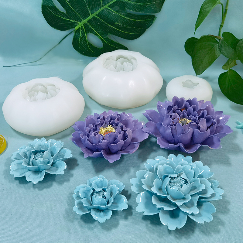 仿真牡丹花滴胶模具手工DIY水晶花朵装饰香薰石膏手工皂硅胶磨具
