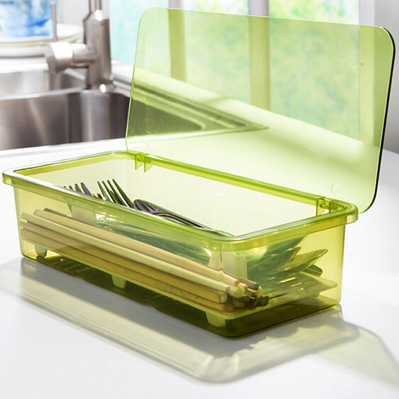 筷子盒家用透明带盖沥水筷子笼厨房防尘餐具收纳盒勺子收纳置物架