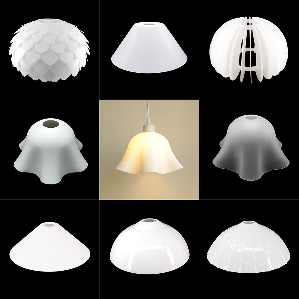 白色简约塑料亚克力灯罩 E27螺口diy替换灯具配件 卧室餐厅外壳罩