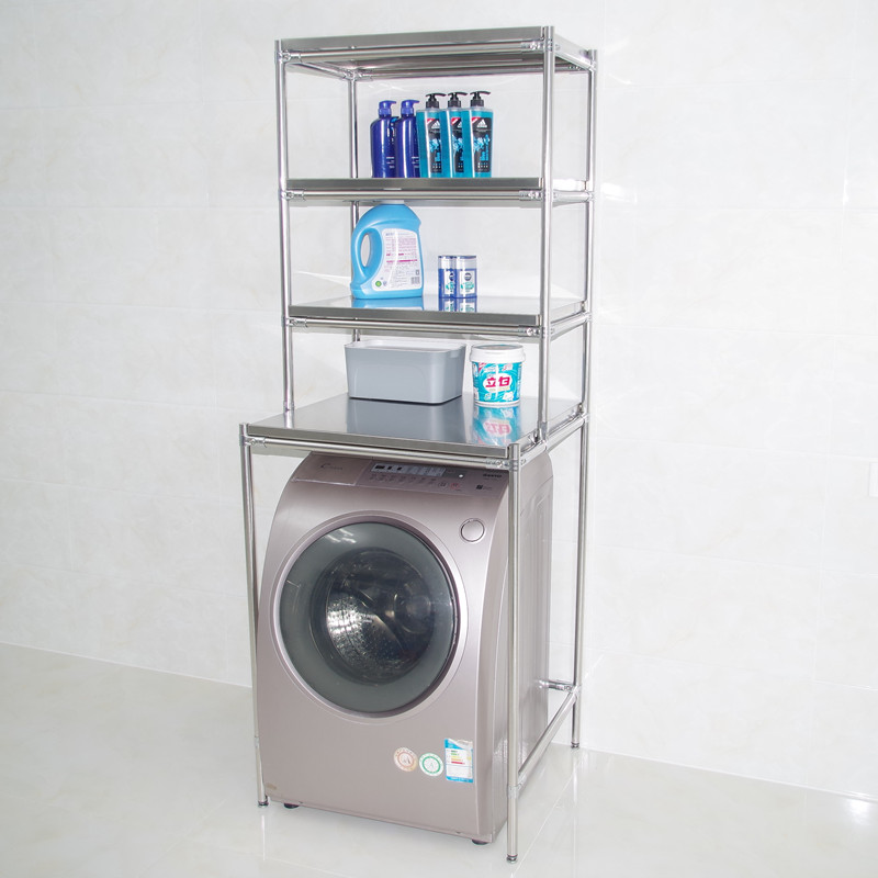 SUS304不锈钢翻盖洗衣机架烤箱微波炉冰箱落地卫生间浴室收纳置物