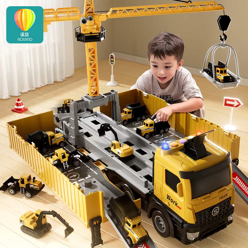 大卡货汽车儿童玩具车男孩土挖掘机7合金工程5套装4塔吊6益智2岁3