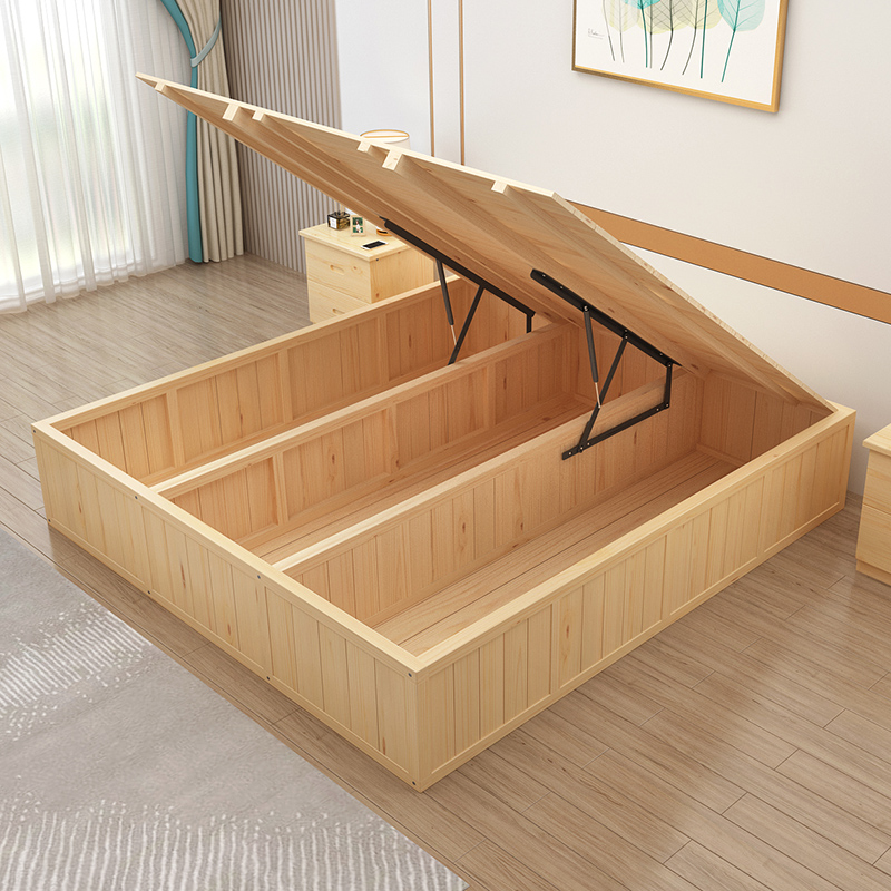 实木高箱储物床气压箱体收纳床单人床双人床1.8米榻榻米地台定制