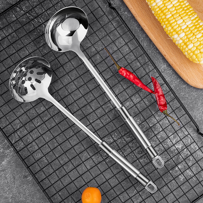 美厨 加厚火锅勺不锈钢汤勺漏勺套装长柄厨具家用厨房盛粥勺