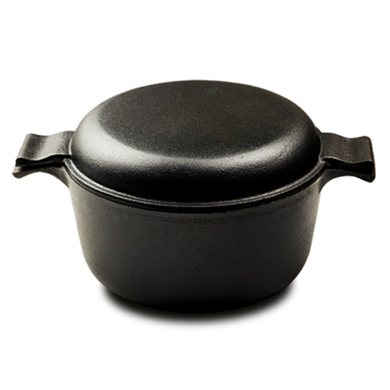 铸铁炖锅加厚加深汤锅烤欧包家用老式生铁锅两用煎炖锅无涂层