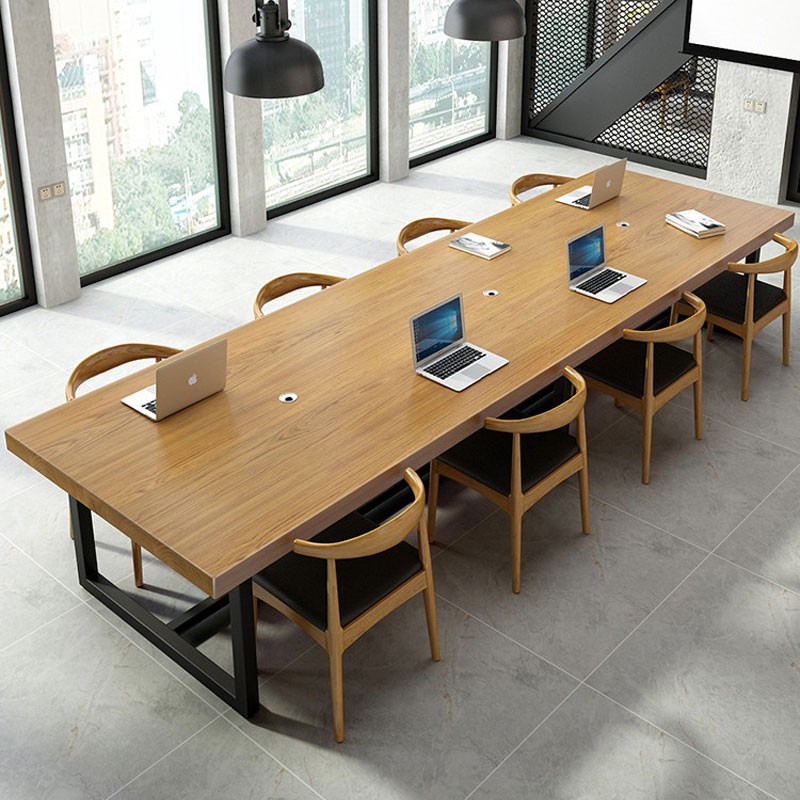 工业风loft办公桌实木会议桌椅组合长桌大型洽谈桌工作台长条桌子