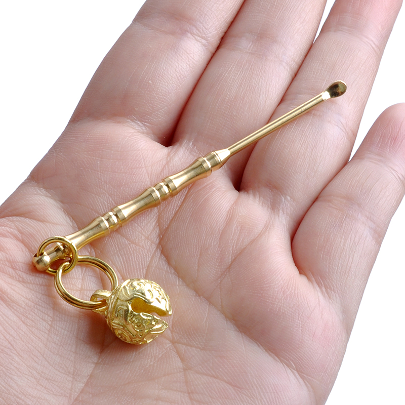 手工黄铜纯铜老式耳勺掏耳挖耳扒耳朵耙子神器成人钥匙扣挂饰工具