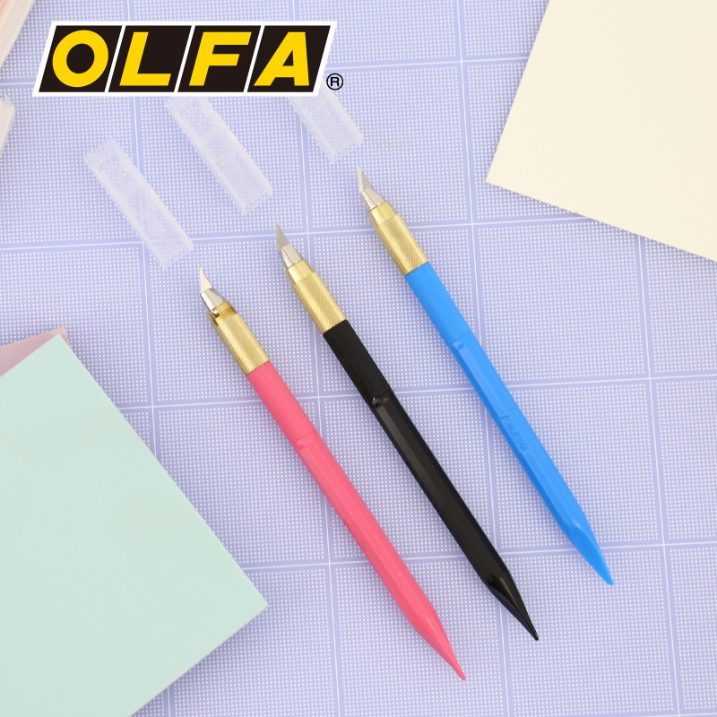 日本进口OLFA爱利华纸雕皮革模型贴膜刀片雕刻刀橡皮章雕刻用笔刀