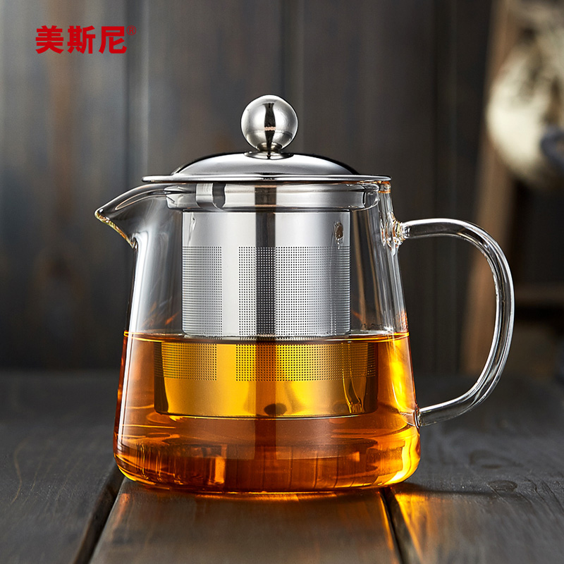 美斯尼玻璃茶壶耐高温过滤泡茶壶家用水壶茶水分离煮茶壶加厚茶具