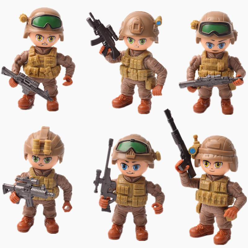 儿童特种兵人模型军人警察公仔关节可动人偶军事拼装玩具摆件礼物