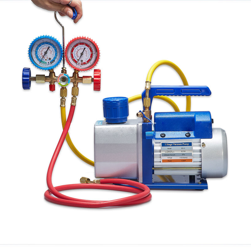 鸣固旋片式真空泵实验室冷柜空调单双级抽气泵RS-1单级泵加铜阀双