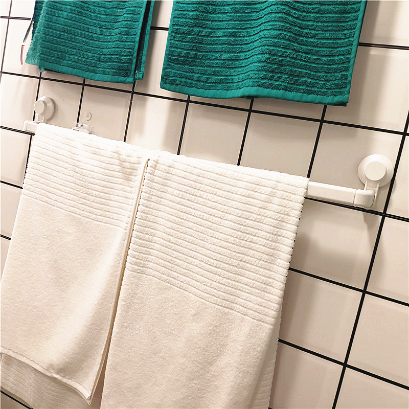 宜家提斯科恩家用浴室毛巾挂杆浴巾架免打孔强力吸盘壁挂式置物架