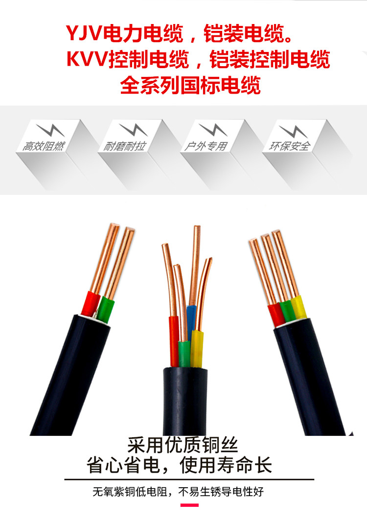 YJV国标电力电缆线YJV22铠装8/10/12/芯X1.5/2.5平方铜芯电缆