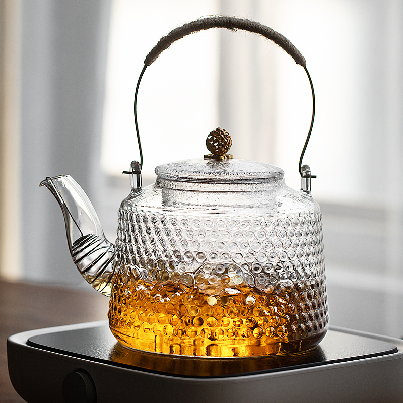 加厚耐高温锤纹玻璃烧水壶电陶炉煮茶壶大容量功夫茶器提梁泡茶壶