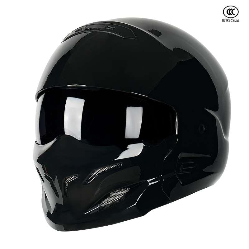 新款复古摩托车头盔3C认证蝎子盔男女士骑行踏板机车组合全盔踏板