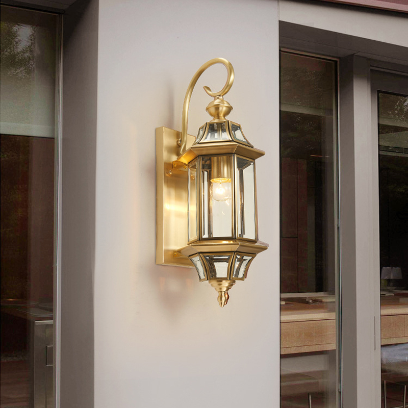 全铜户外防水壁灯欧式客厅卧室现代简约庭院灯过道室外阳台灯墙灯