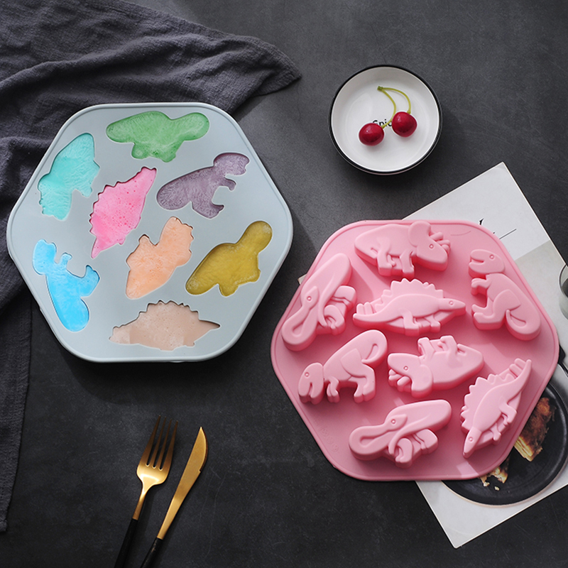远古恐龙形硅胶蛋糕模蒸糕点辅食烘焙模具耐高温布丁果冻冰块饭团