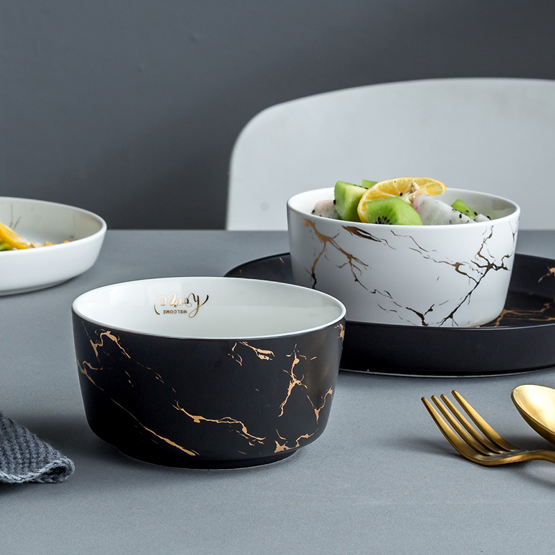北欧陶瓷情侣碗一对简约餐具饭碗筷碗碟套装2一人食组合款家用盘
