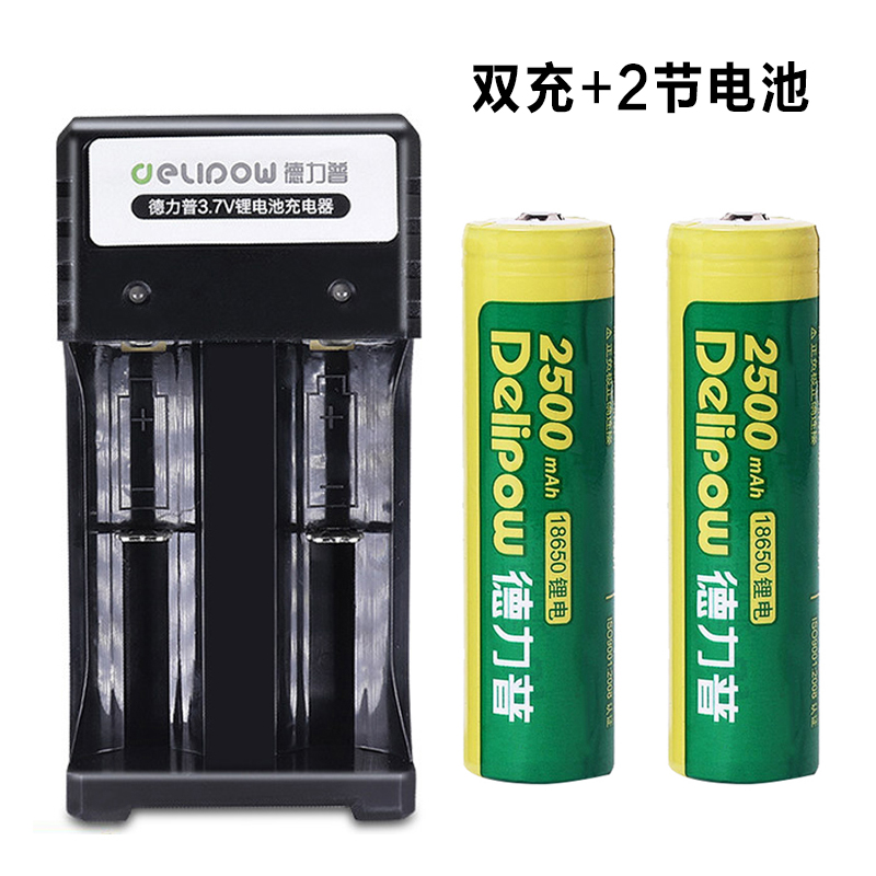 德力普锂电池18650充电器 智能双槽大流2500毫安电池充电器套装