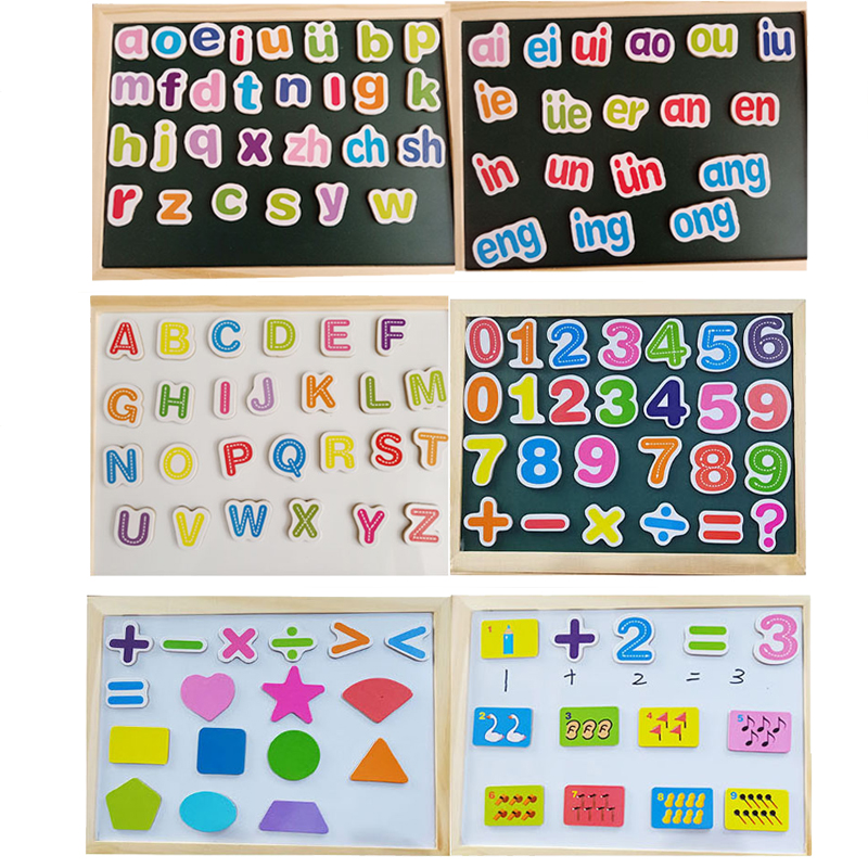 木质儿童数字磁性贴磁力片拼音字母符号一二三年级数学教具冰箱贴