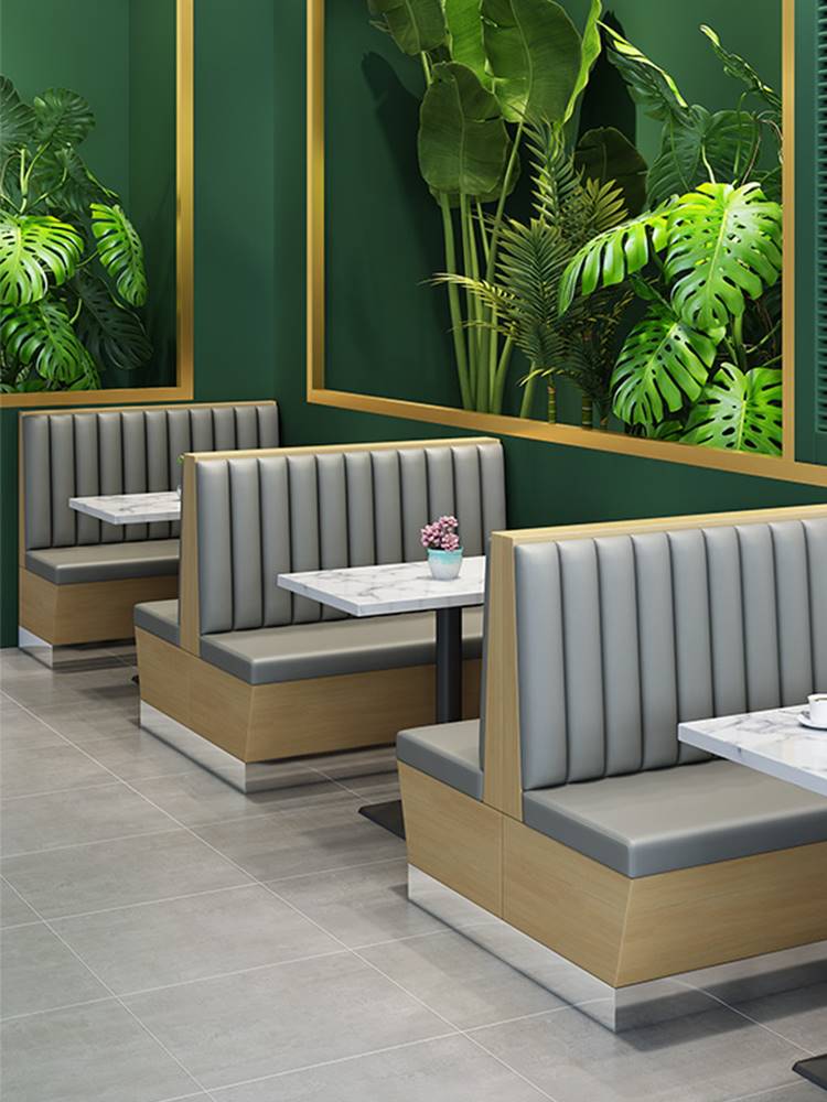 定制茶楼卡座沙发储物实木主题餐厅饮咖啡奶茶饭店火锅酒清吧商用