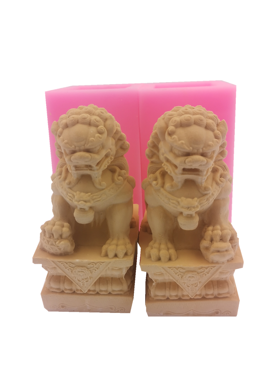 中国狮子大款3D立体香薰石膏水泥鱼缸造景树脂滴胶工艺品硅胶模具