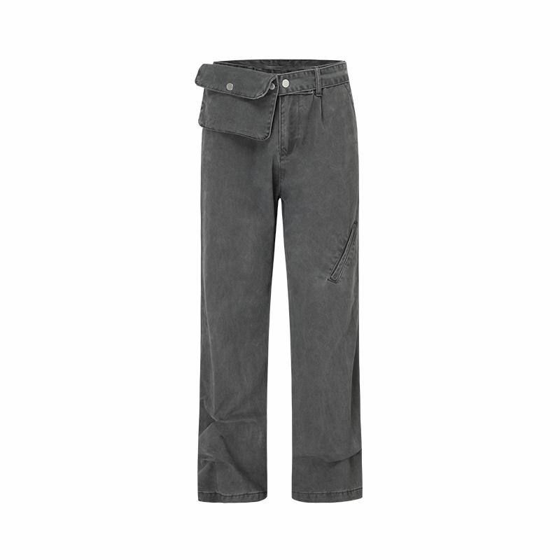 OG96 重磅美式碳磨毛水洗可调节腰包裤脚做旧复古工装裤微喇叭裤