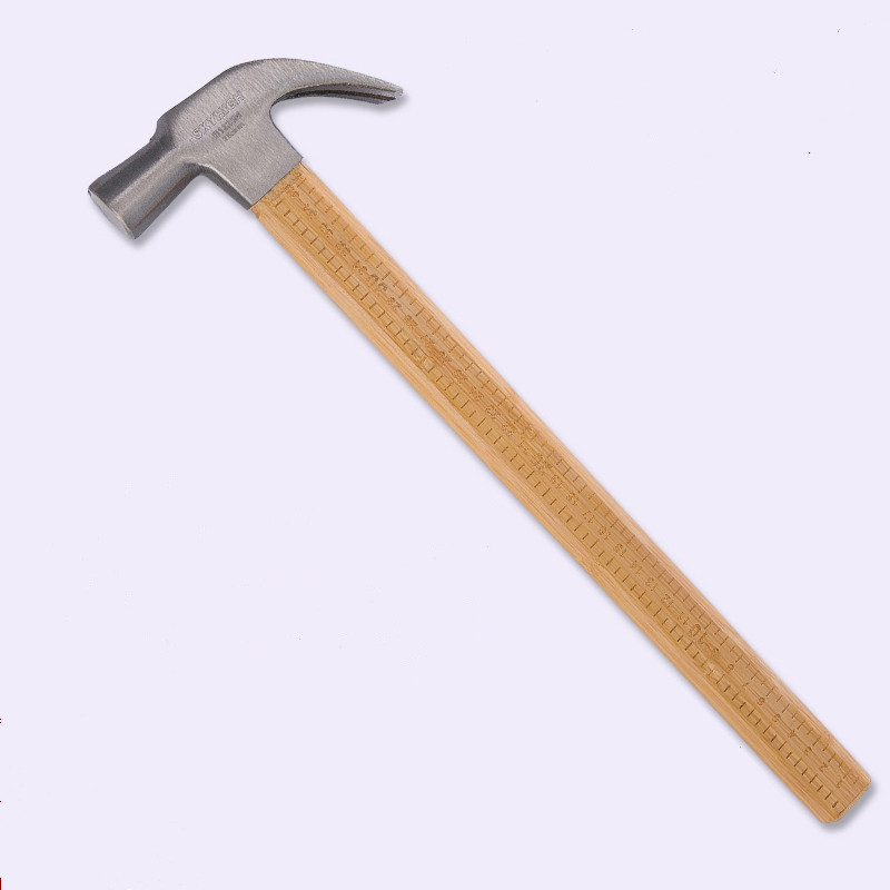 澳新工具羊角锤木工锤子铁榔头泰式锤头平面带强磁竹柄刻度尺奥新