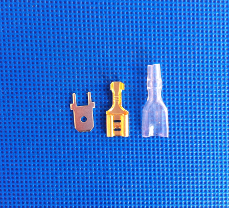 6.3插簧250插片塑件接线端子黄铜接头 功放PCB铜镀金接线柱