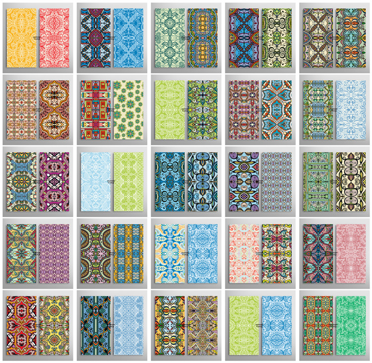 矢量设计素材 25张异域民族风格花纹彩色纹饰图案商务名片模板EPS