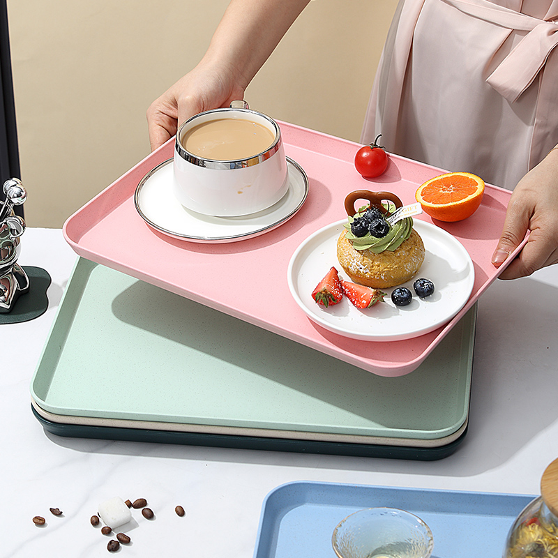 大号托盘水杯茶盘塑料长方形托盘纯色家用幼儿园餐盘面包盘子商用