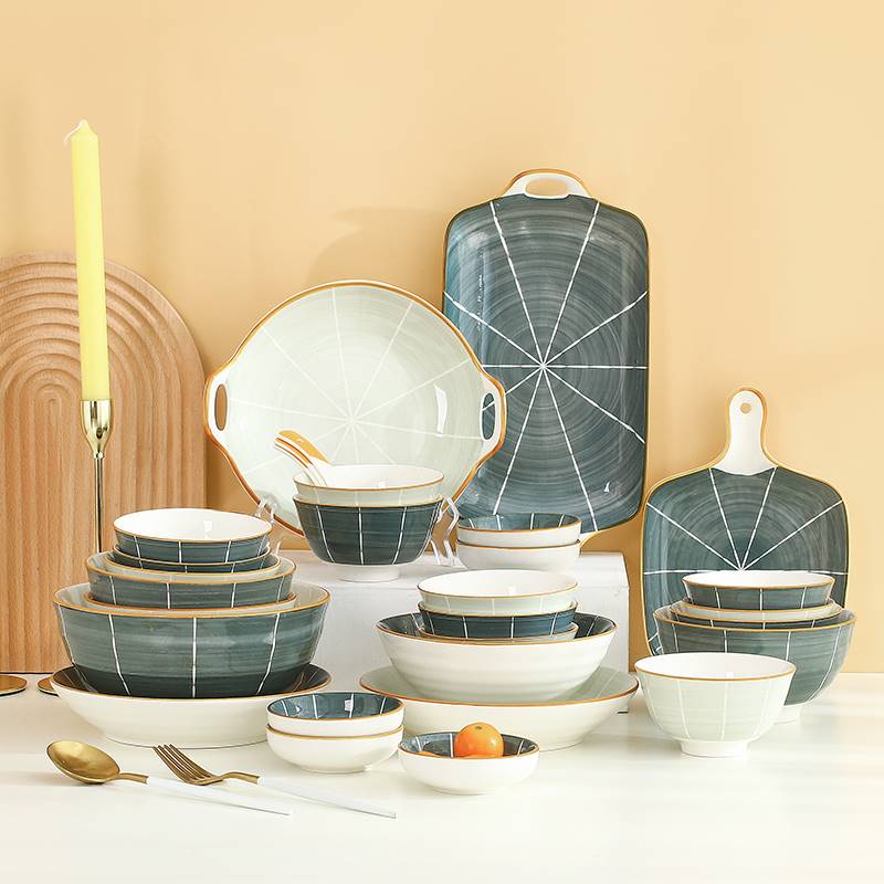 厨房用品日式陶瓷碗碟套装家用餐具碗盘网红ins厨具锅碗瓢盆套装