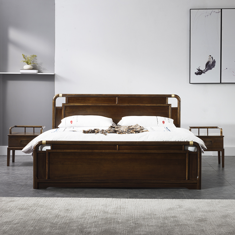 现代新中式实木床1.8米1t.5储物箱体床双人床实木框主卧轻奢家具