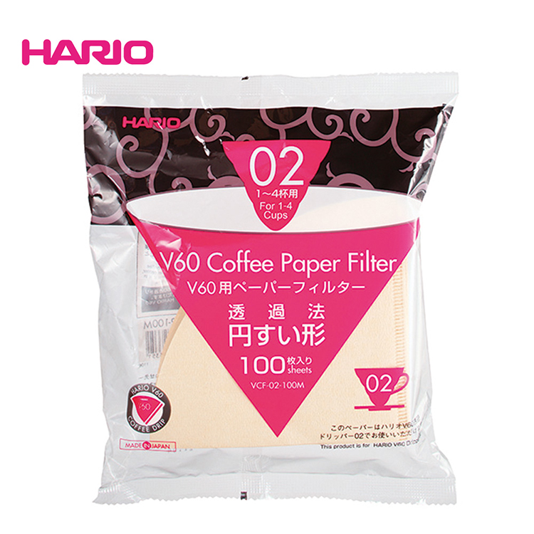 日本进口HARIO手冲滤纸V60原木色/白色（100张/包）01号02号可选
