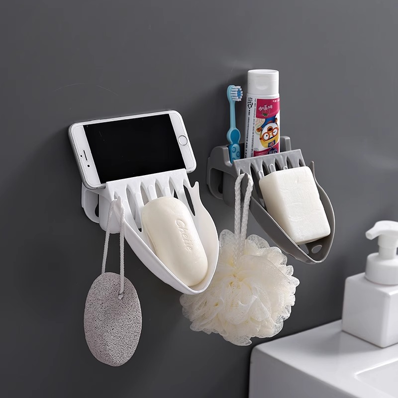牙刷浴室置物架吸盘壁挂式免打孔洗手间免钉香皂收纳架肥皂盒皂托
