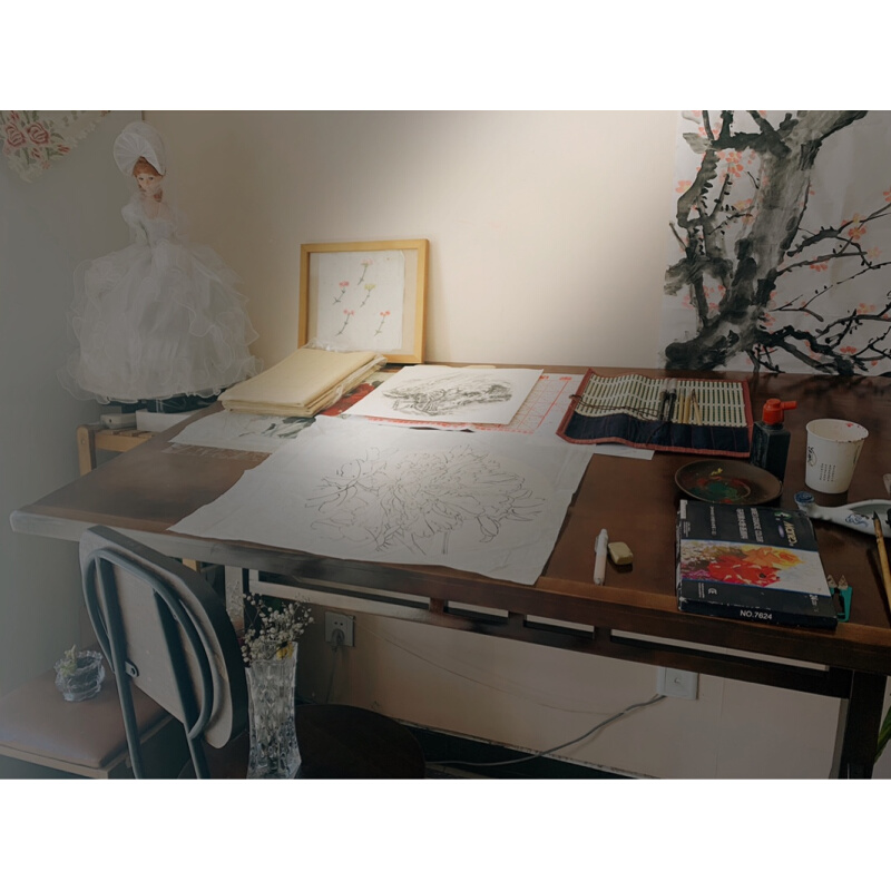 美术实木画架画板设计师书桌家用绘画桌简易桌子画室工作台工作室
