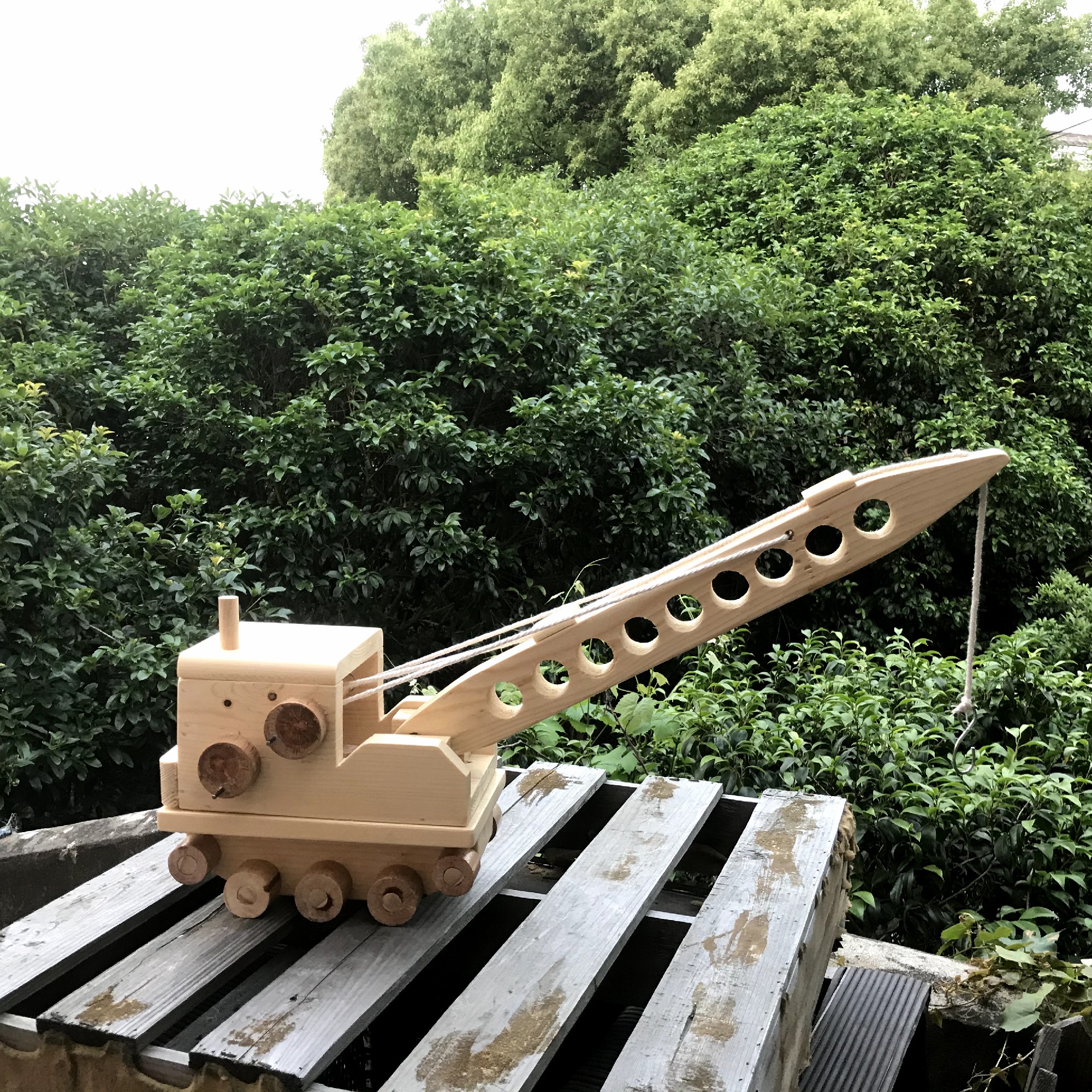 木制起重机中性玩具吊车模型大型工程车中性摄影拍摄道具装饰包邮
