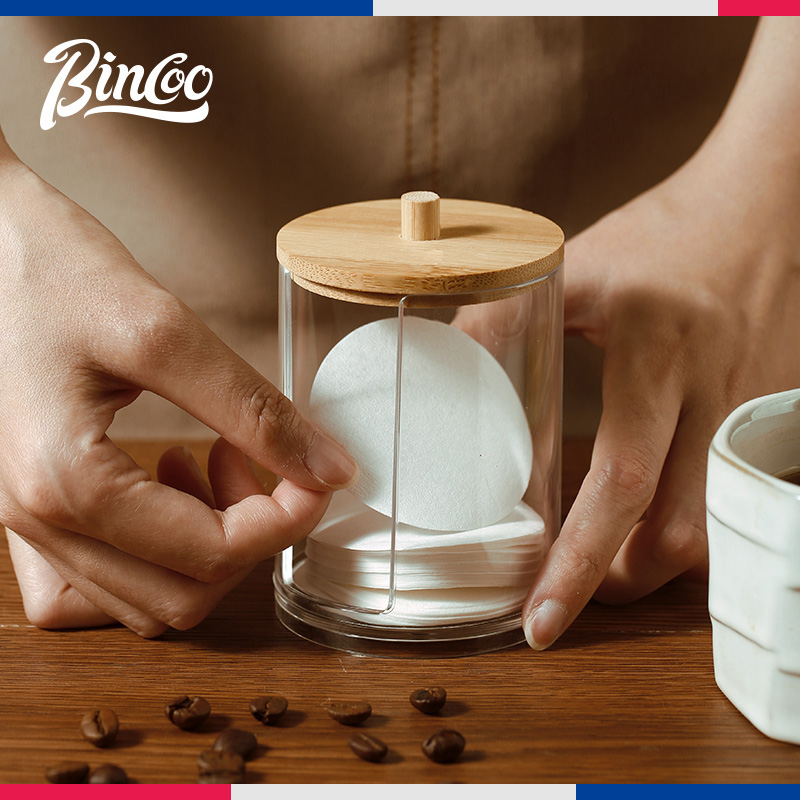 Bincoo意式咖啡滤纸收纳盒防尘滤纸盒咖啡机手柄圆形粉碗滤纸通用