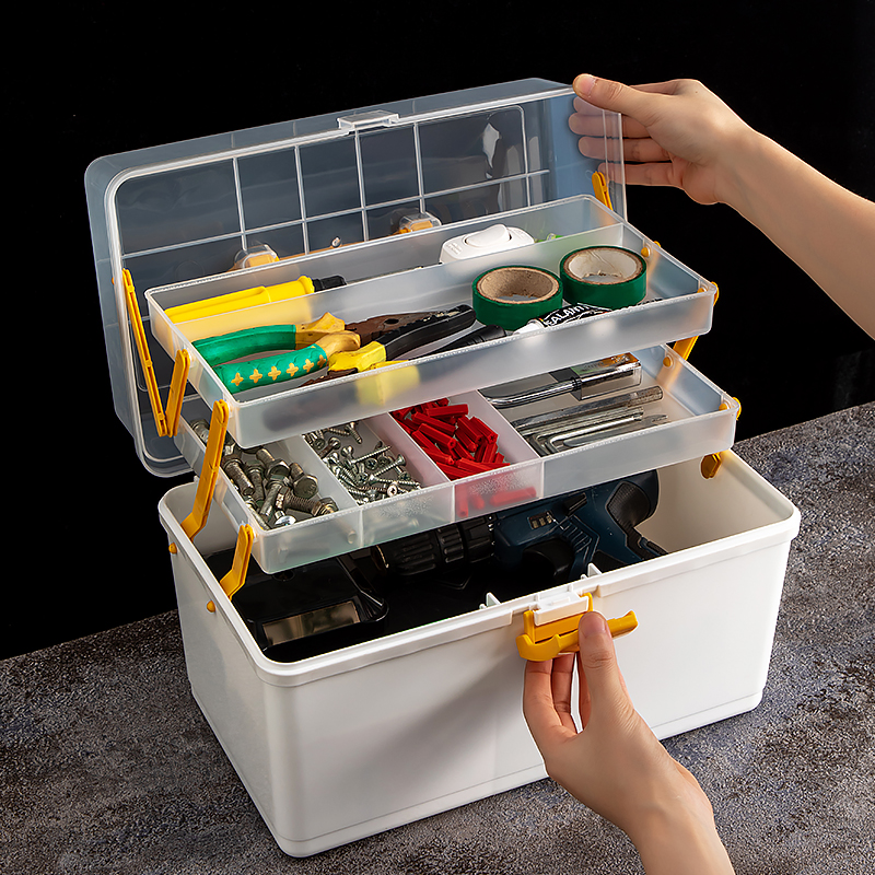 工具箱家用多功能五金空箱套装收纳盒装螺丝刀把手家庭电工塑料箱