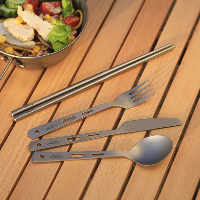 钛工匠纯钛筷子勺子套装户外露营便携式钛勺钛筷钛合金餐具组合装