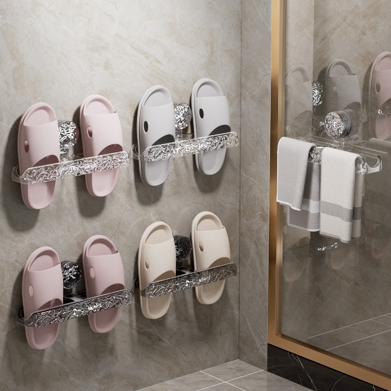 艾仕可浴室吸盘拖鞋架厕所卫生间免打孔壁挂式鞋子收纳置物架挂架