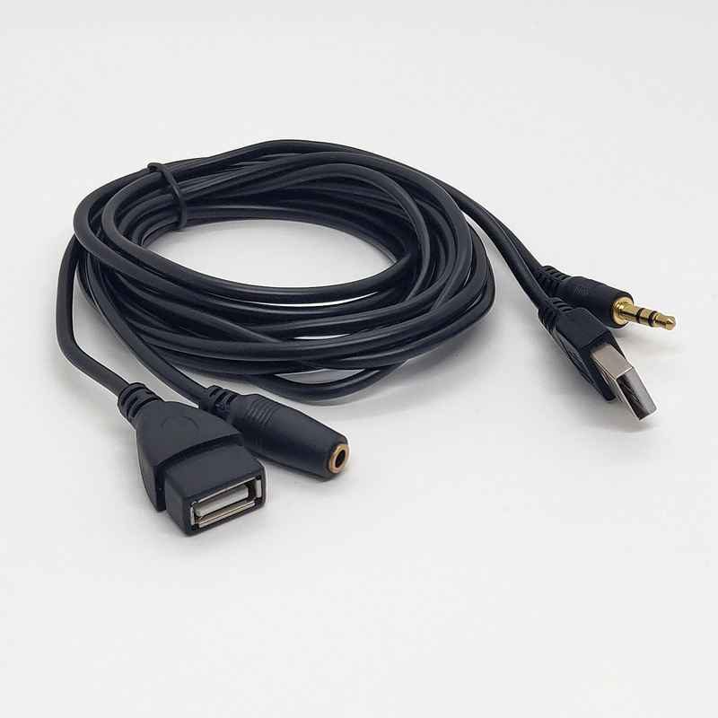 小音箱台式音响喇叭加长线USB电源3.5MM音频AUX公对母延长接插线