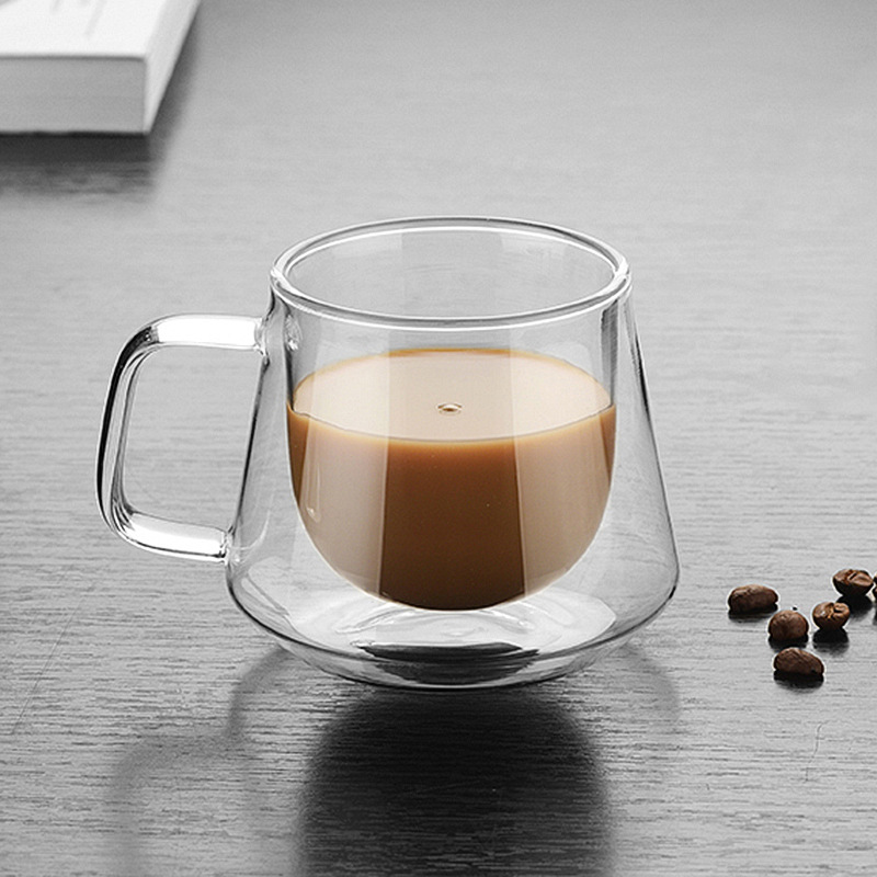 高硼硅双层玻璃透明咖啡杯200ml 颜值轻奢时尚精致耐冷热个性防烫