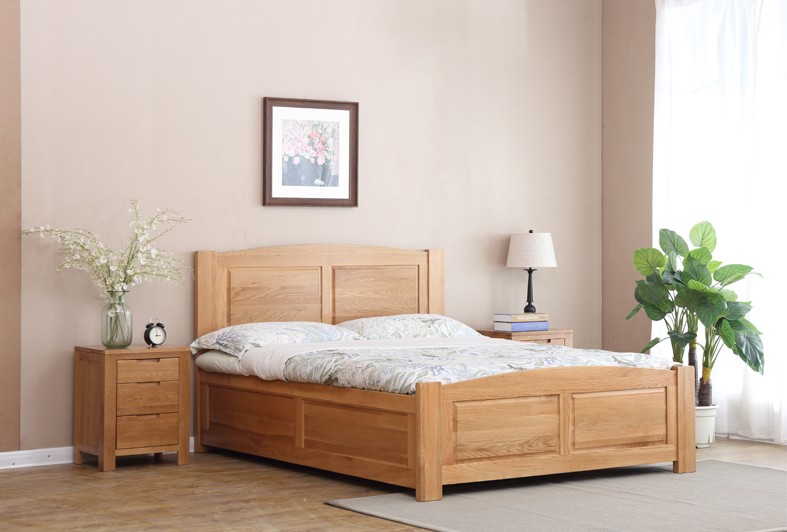 推荐北欧全实木双人床卧室成人大床高箱床储物床白橡木箱体床家具