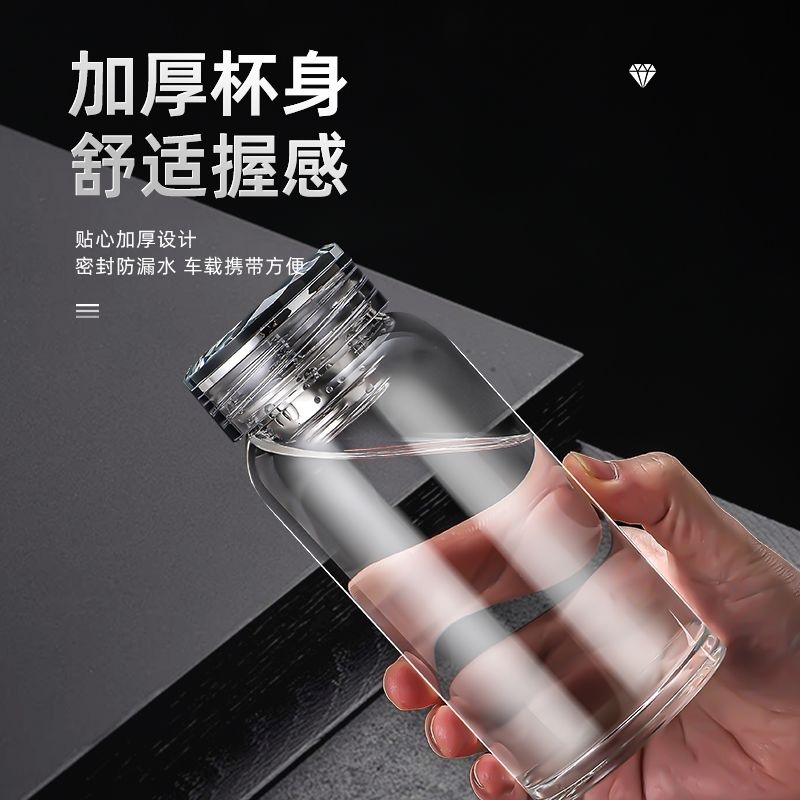 爆款玻璃杯男款加厚茶杯透明单层水杯高硼硅玻璃大容量大肚杯密封