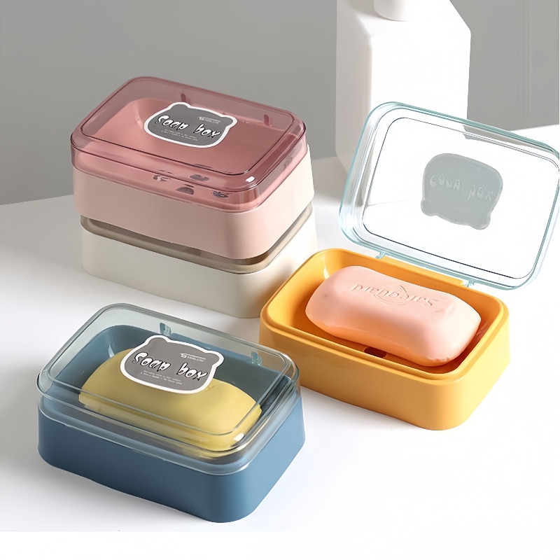 家用带盖香皂盒浴室卫生间沥水肥皂盒创意旅行便携皂托简约肥皂架