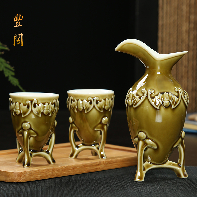 经典中国风五福酒具套装陶瓷中式白酒壶分酒器仿古创意小酒杯送礼