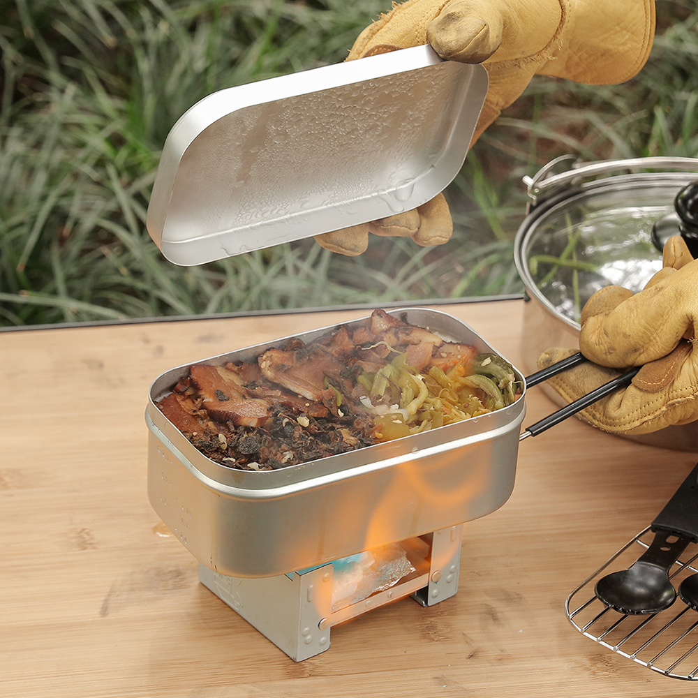 户外铝制饭盒露营餐具可加热便携式老式铝合金便当盒野炊煮饭神器